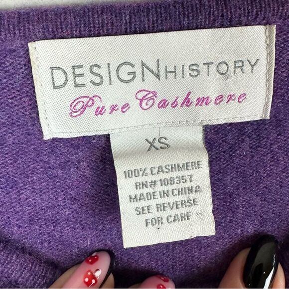 Design History Pure Cashmere Tiered Ruffle Sleeve Sweater Top sz XS - Picture 3 of 4